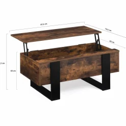 Table basse industrielle relevable bois effet vieilli et noir*IDMarket Clearance