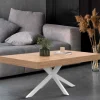Table basse industrielle rectangulaire bois et blanc 110 cm*IDMarket Clearance