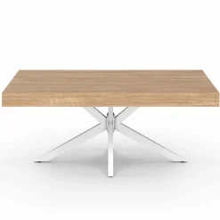 Table basse industrielle rectangulaire bois et blanc 110 cm*IDMarket Clearance