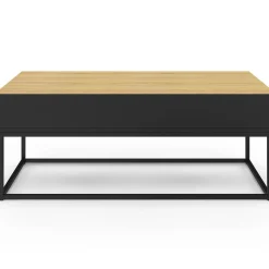 Table basse noire style industriel avec plateau relevable en bois façon hêtre*IDMarket Outlet