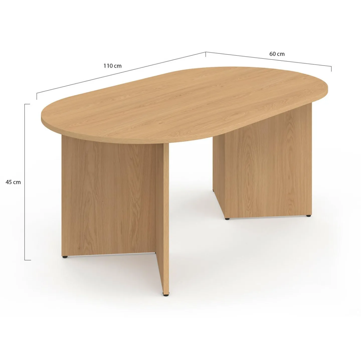 Table basse ovale 110 cm bois effet hêtre*IDMarket Best