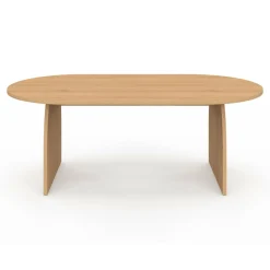 Table basse ovale pied central bois effet hêtre 110 cm*IDMarket Discount