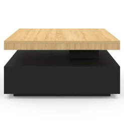 Table basse pivotante carrée bois et noire*IDMarket