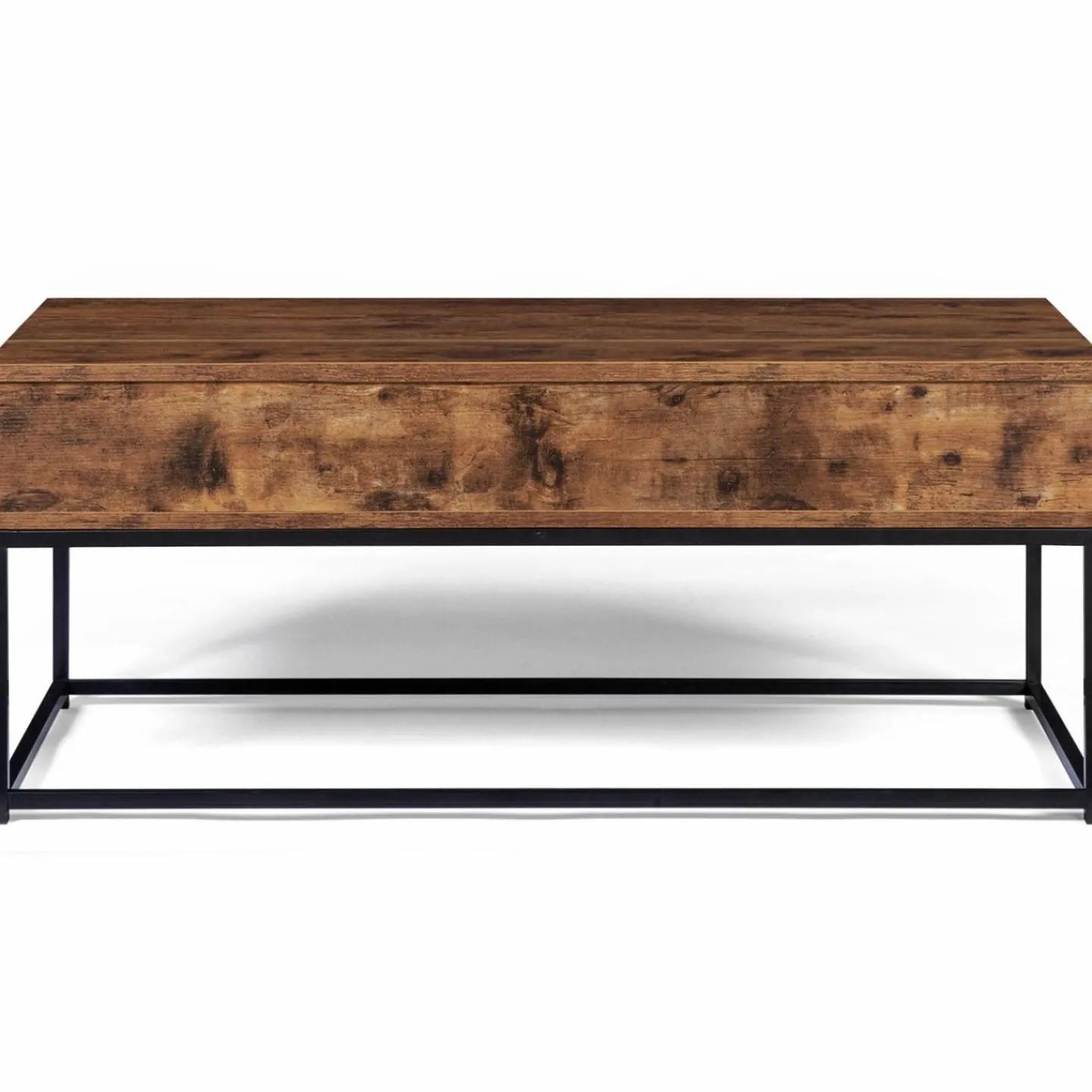 Table basse plateau relevable effet bois vieilli et pieds métal*IDMarket