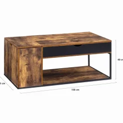 Table basse plateau relevable style industriel effet bois vieilli*IDMarket Sale
