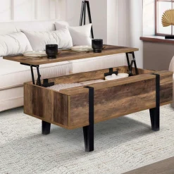 Table basse plateau relevable bois foncé pied épingle*IDMarket New