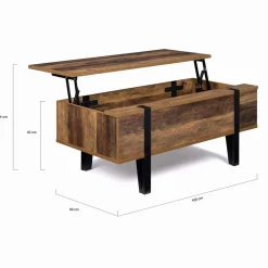 Table basse plateau relevable bois foncé pied épingle*IDMarket New