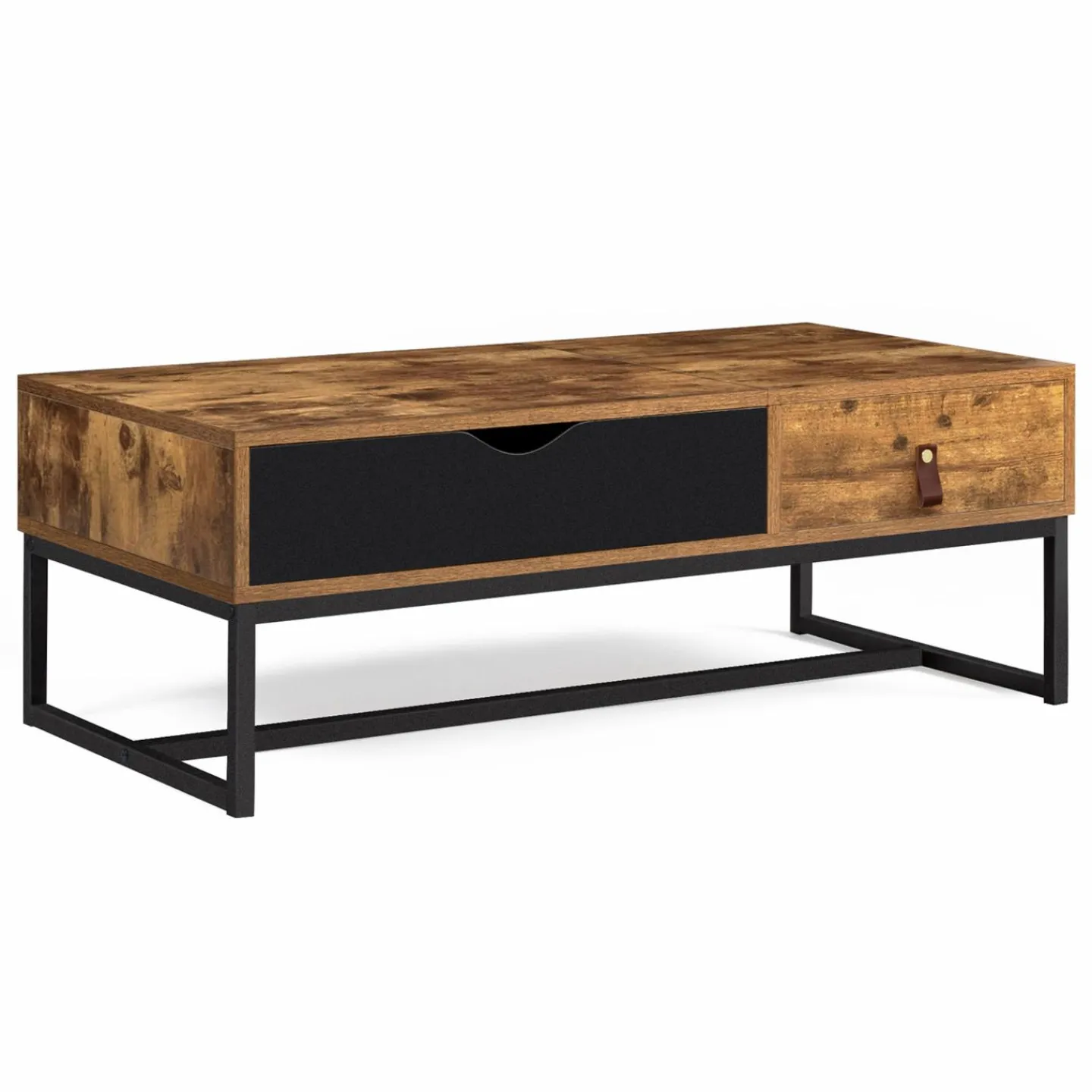 Table basse plateau relevable style industriel 1 tiroir*IDMarket New