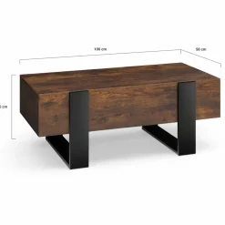 Table basse rectangle avec tiroirs 100cm bois et noir*IDMarket