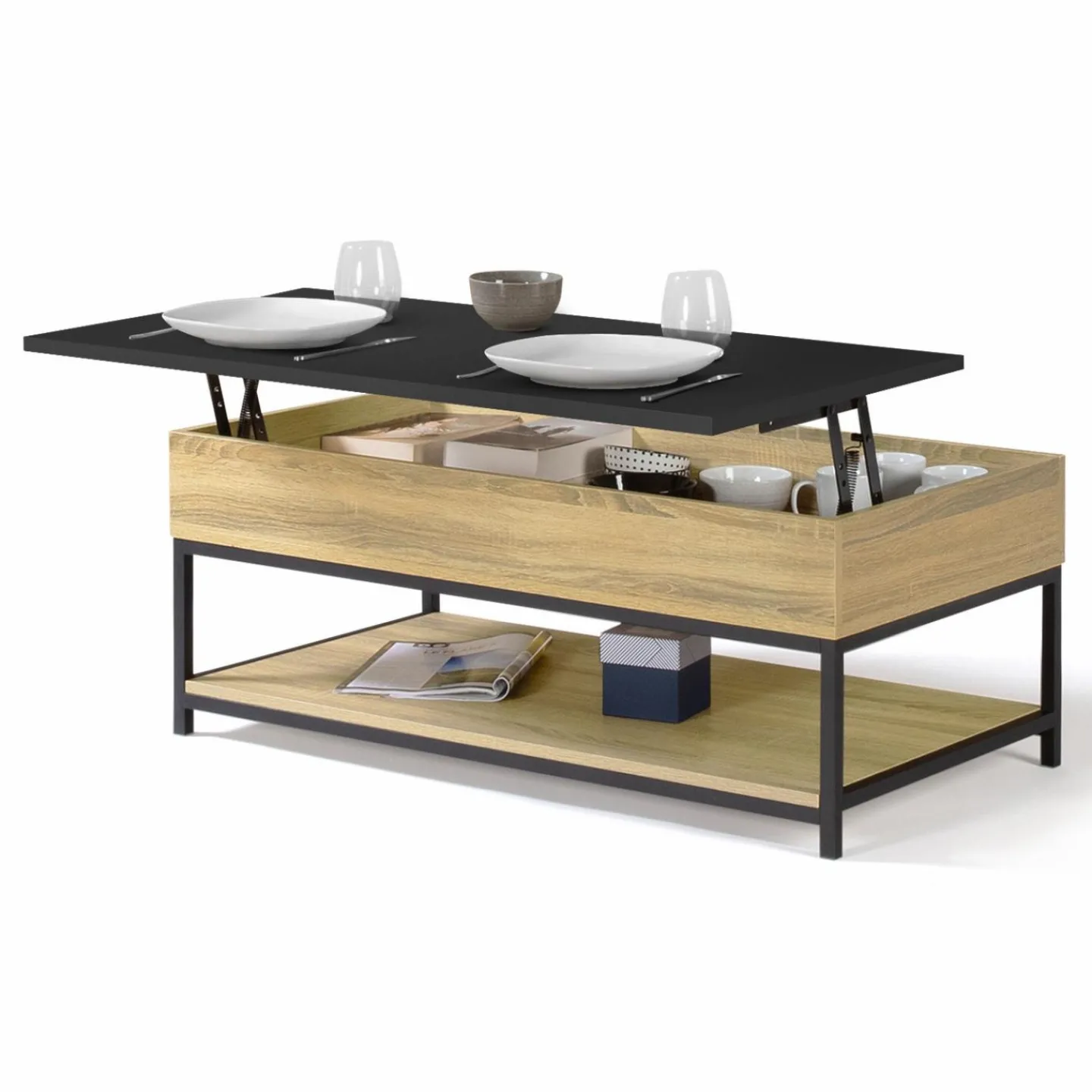 Table basse rectangle design industriel*IDMarket Hot