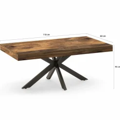 Table basse rectangle pied araignée bois foncé et noir*IDMarket Online
