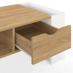 Table basse rectangulaire avec tiroir bois blanc et façon hêtre*IDMarket Hot