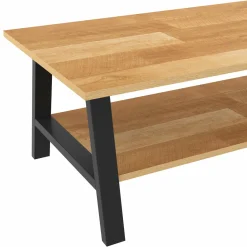 Table basse rectangulaire 100 cm double plateau bois et noir*IDMarket Clearance