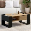 Table basse rectangulaire avec tiroir bois noir et façon hêtre*IDMarket Discount