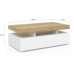 Table basse rectangulaire 2 tiroirs blanc*IDMarket Sale