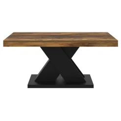 Table basse rectangulaire 100cm plateau bois vieilli et pied X noir*IDMarket Best