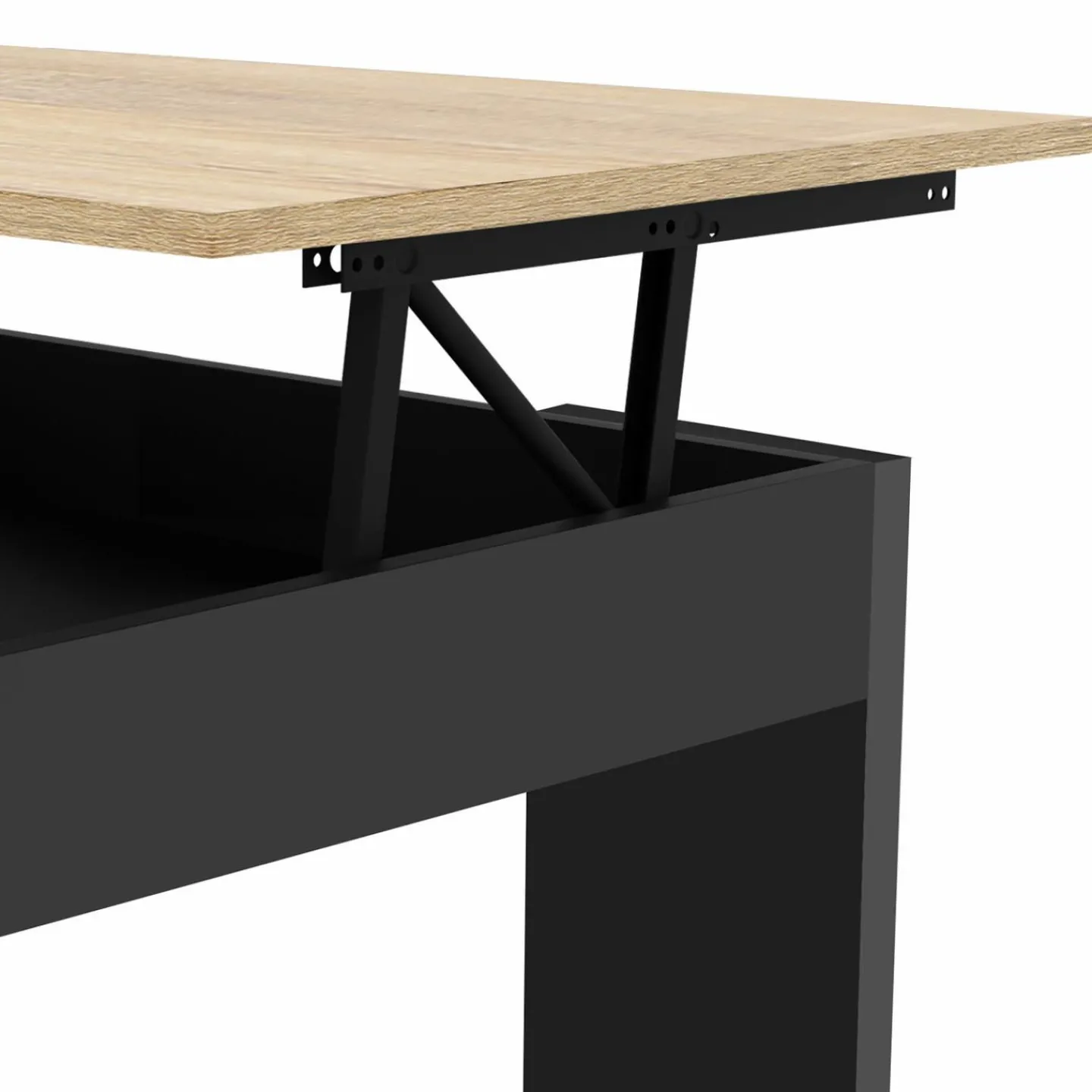 Table basse rectangulaire relevable bois noir et imitation hêtre*IDMarket Online