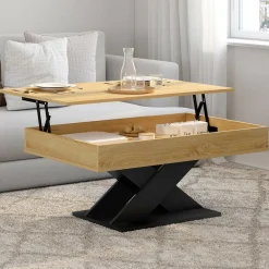 Table basse rectangulaire plateau relevable pied noir*IDMarket