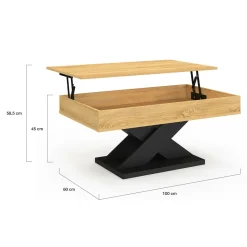 Table basse rectangulaire plateau relevable pied noir*IDMarket