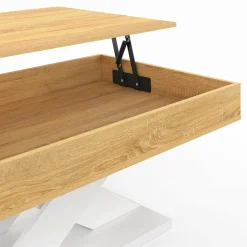 Table basse rectangulaire plateau relevable pied blanc*IDMarket Best