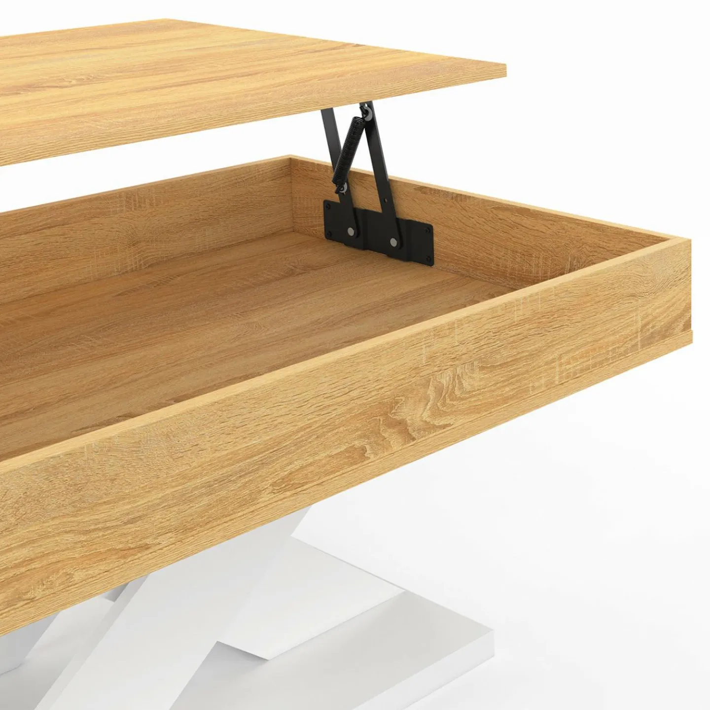 Table basse rectangulaire plateau relevable pied blanc*IDMarket Best