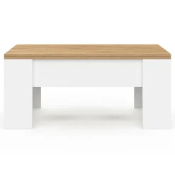 Table basse rectangulaire double plateau relevable bois imitation hêtre*IDMarket Discount