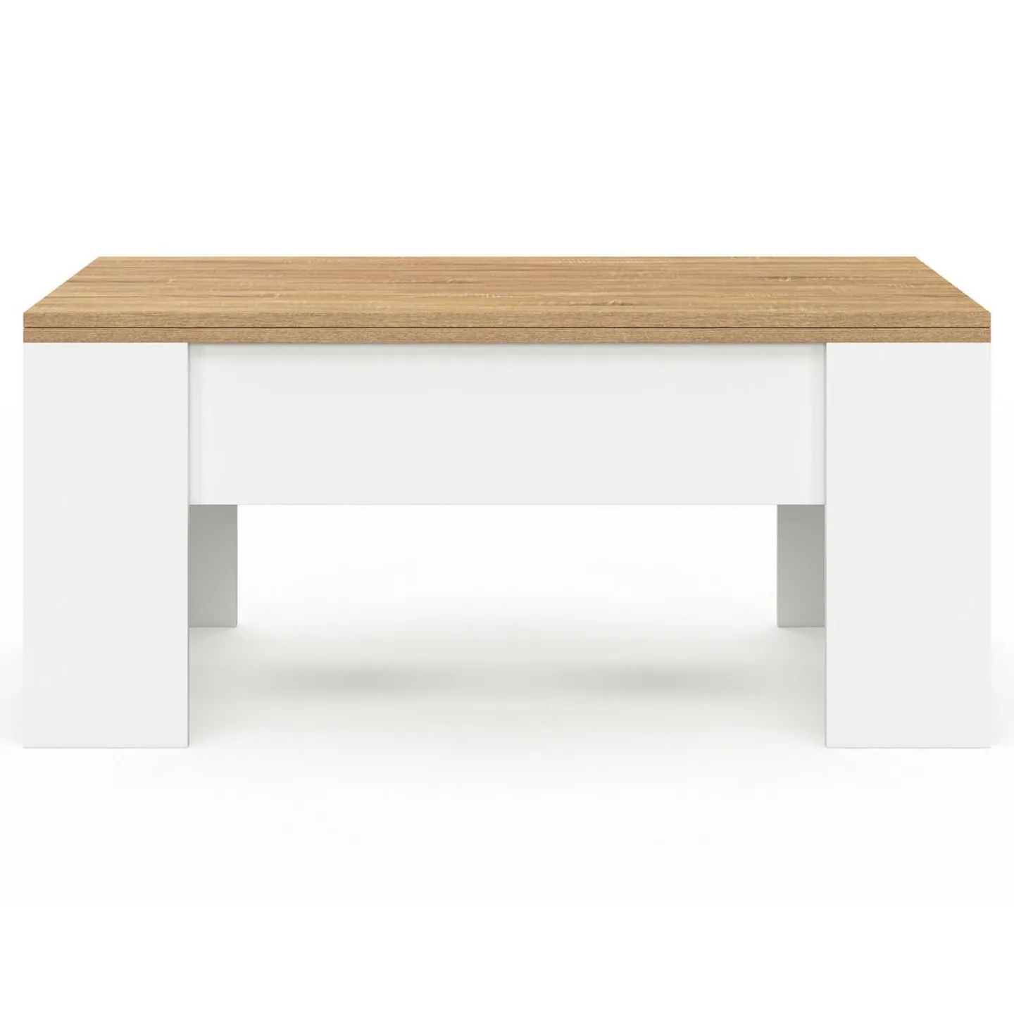 Table basse rectangulaire double plateau relevable bois imitation hêtre*IDMarket Discount