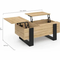 Table basse relevable 2 plateaux bois et noir*IDMarket Discount