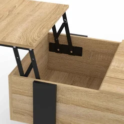 Table basse relevable 2 plateaux bois et noir*IDMarket Discount