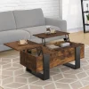 Table basse relevable 2 plateaux bois effet vieilli et noir*IDMarket Clearance