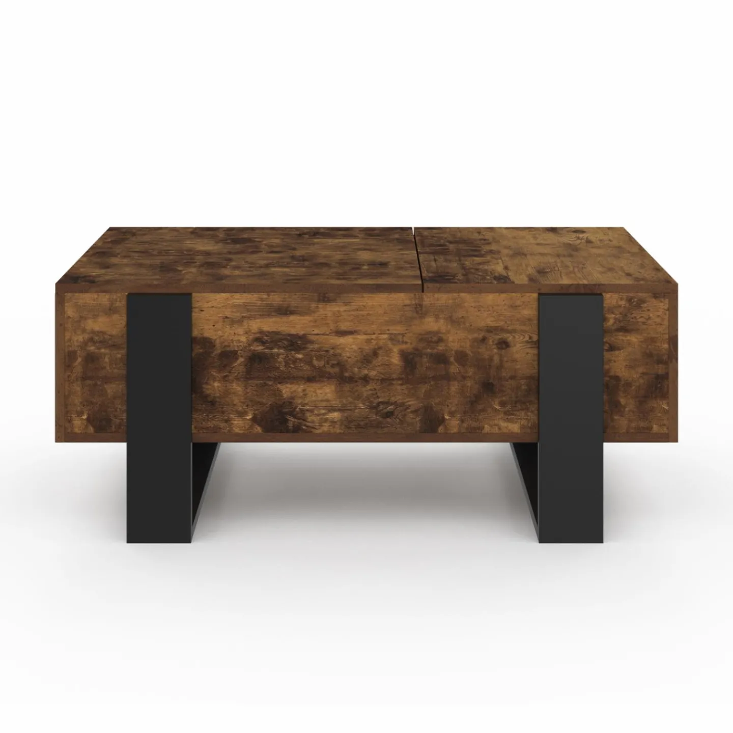 Table basse relevable 2 plateaux bois effet vieilli et noir*IDMarket Clearance