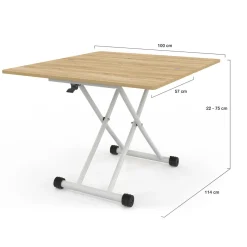 Table basse relevable en table à manger industrielle avec plateau façon hêtre*IDMarket Discount