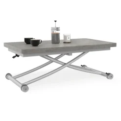 Table basse relevable en table à manger moderne avec plateau effet béton*IDMarket Hot