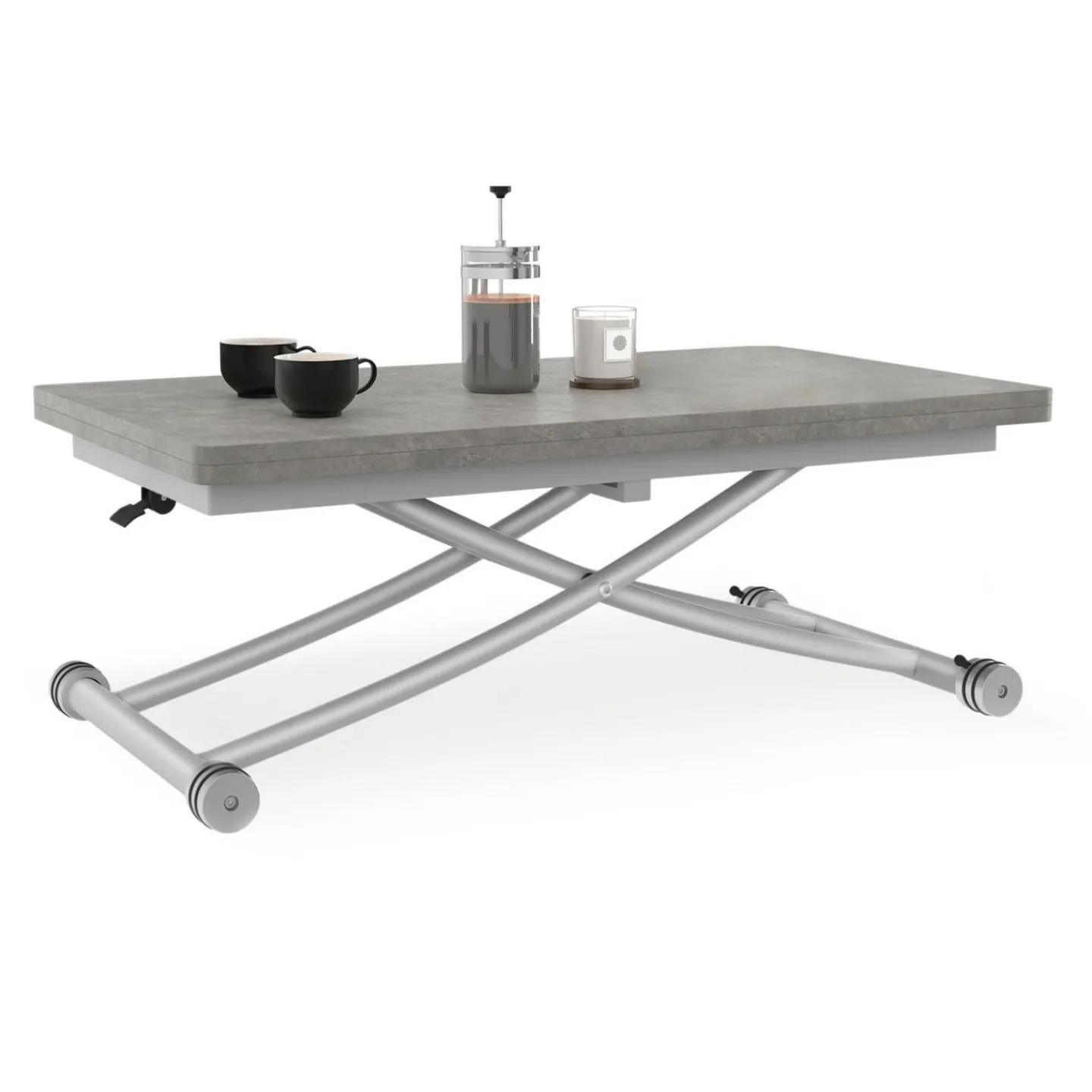 Table basse relevable en table à manger moderne avec plateau effet béton*IDMarket Hot