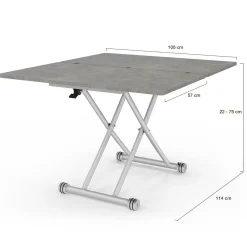 Table basse relevable en table à manger moderne avec plateau effet béton*IDMarket Hot