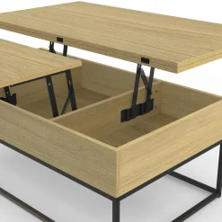 Table basse relevable industrielle rectangulaire convertible en table à manger*IDMarket Discount