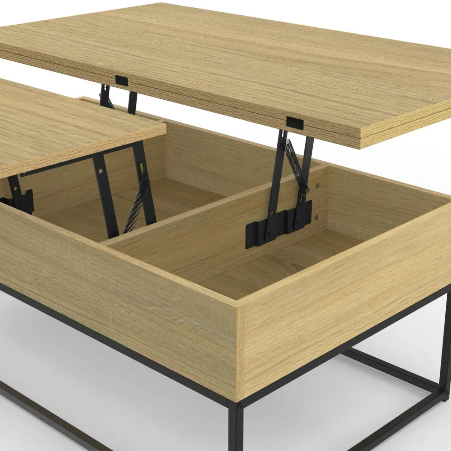 Table basse relevable industrielle rectangulaire convertible en table à manger*IDMarket Discount