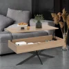 Table basse relevable industrielle rectangulaire bois et noir 100 cm pied araignée*IDMarket Best