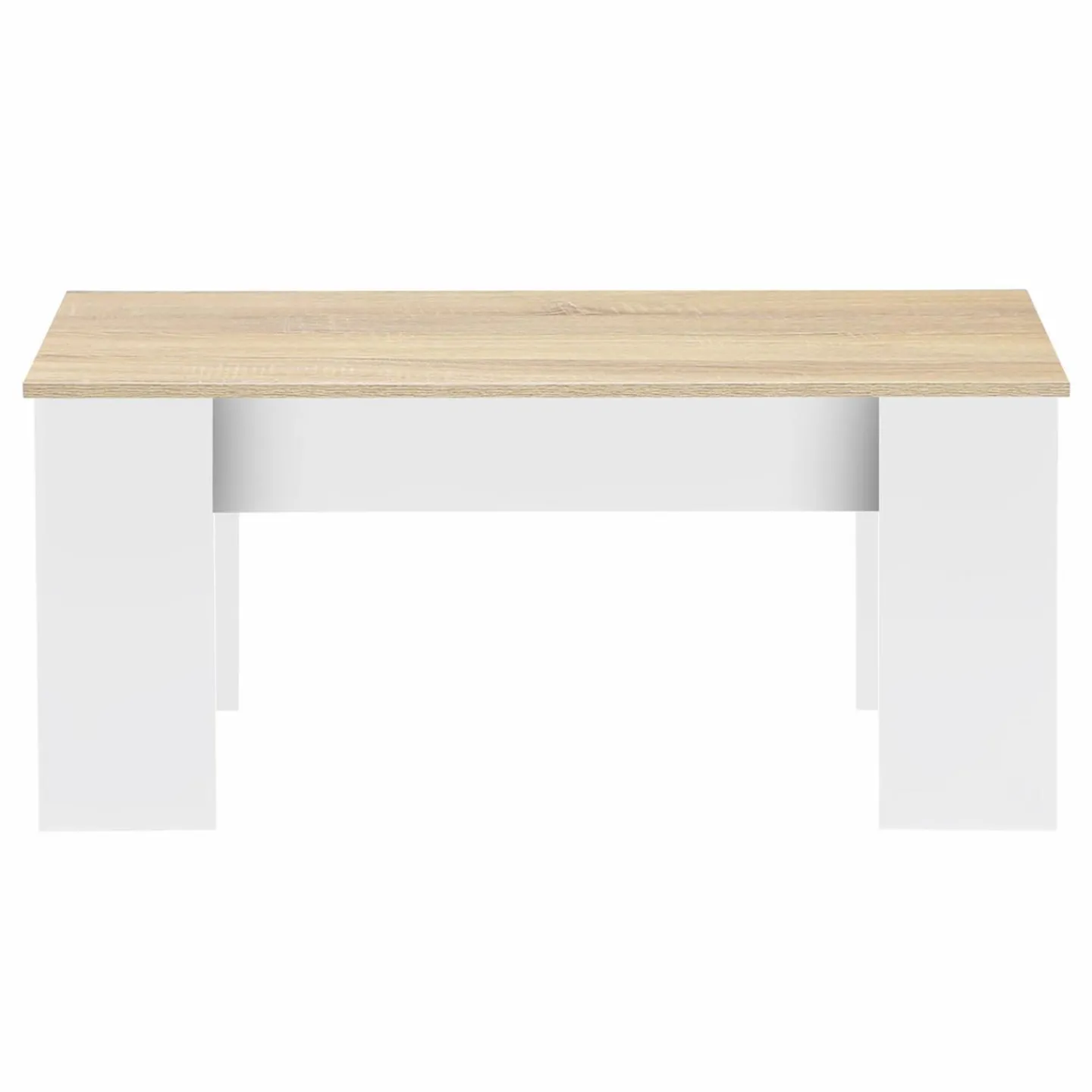 Table basse relevable rectangulaire bois blanc et imitation hêtre*IDMarket Outlet