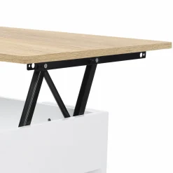 Table basse relevable rectangulaire bois blanc et imitation hêtre*IDMarket Outlet