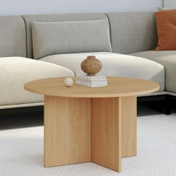 Table basse ronde 70 cm bois façon hêtre*IDMarket Hot