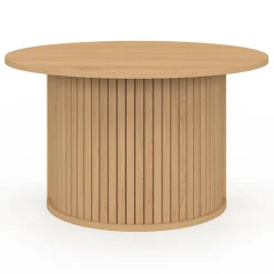Table basse ronde 70 cm lattes coloris chêne*IDMarket Hot