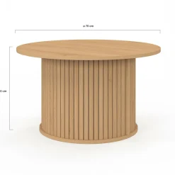 Table basse ronde 70 cm lattes coloris chêne*IDMarket Hot