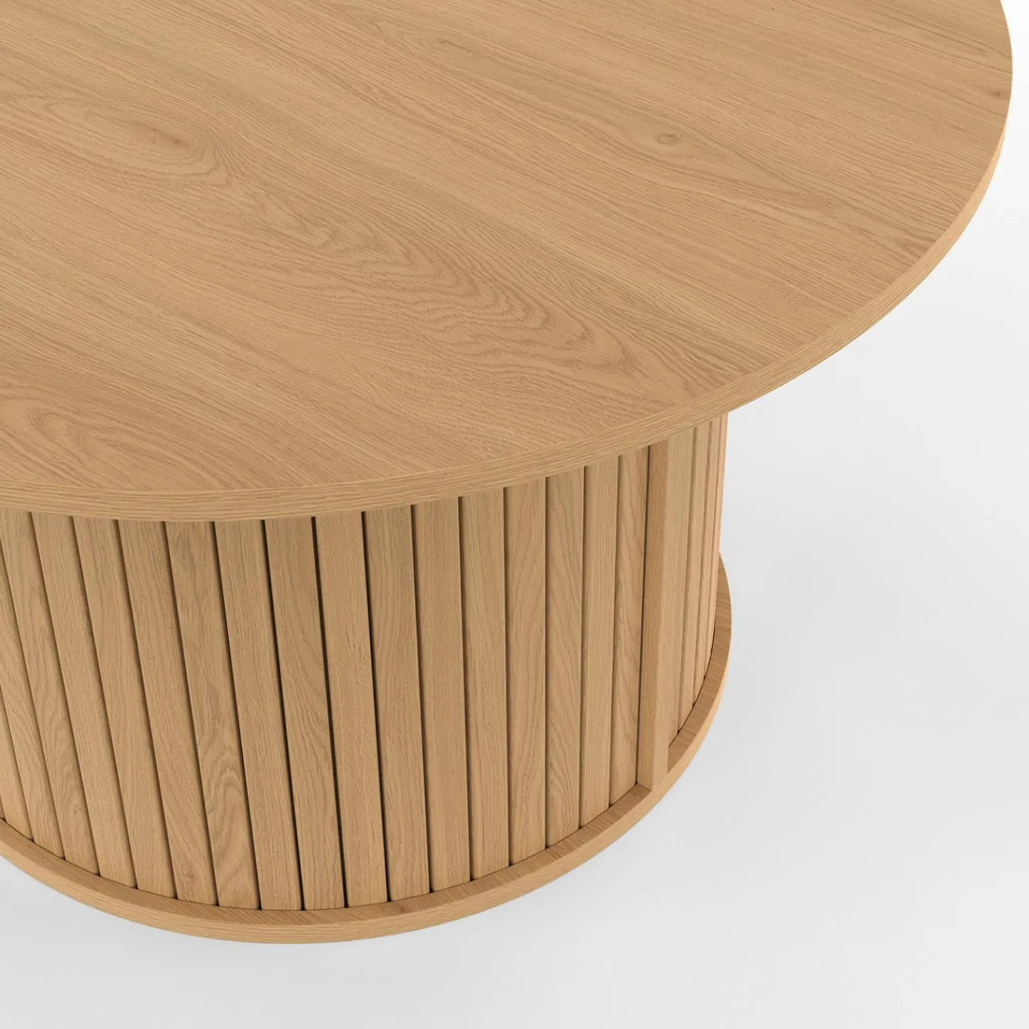 Table basse ronde 70 cm lattes coloris chêne*IDMarket Hot