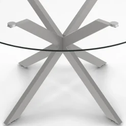 Table basse ronde avec plateau verre et pied acier effet chromé*IDMarket Online