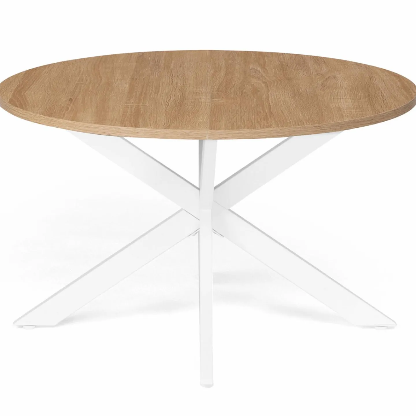 Table basse ronde bois et blanche industrielle*IDMarket Best