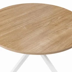 Table basse ronde bois et blanche industrielle*IDMarket Best