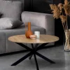 Table basse ronde bois et noir pied araignée*IDMarket