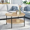 Table basse ronde double plateau style industriel 70 cm*IDMarket Online