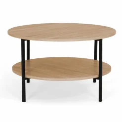 Table basse ronde double plateau style industriel 70 cm*IDMarket Online